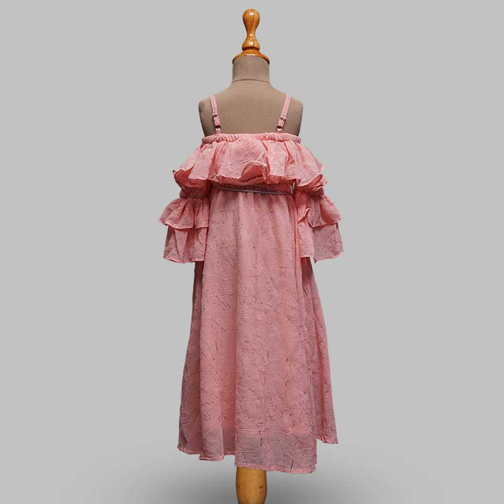 Peach-Sea Green Girls Midi Back View