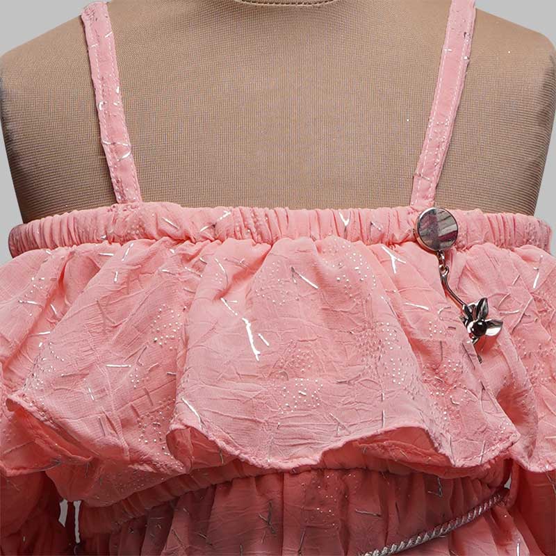 Peach-Sea Green Girls Midi Close Up VIew