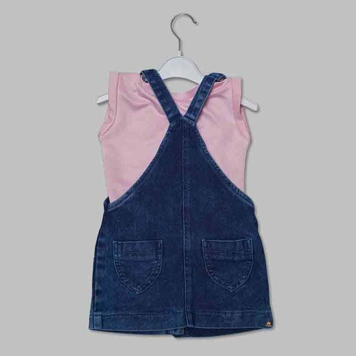 Solid Girls Midi with Dungaree Pattern Back View