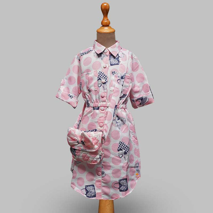 Pink Full Sleeves Printed Girls Midi Front View