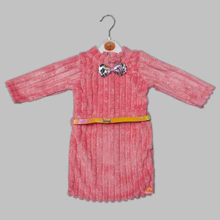 Solid Shiny Party Wear Girls Midi For Winter Front View