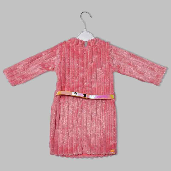 Solid Shiny Party Wear Girls Midi For Winter Back View