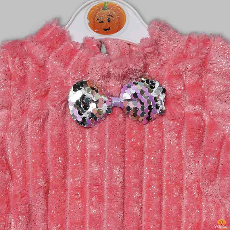 Solid Shiny Party Wear Girls Midi For Winter Close Up View