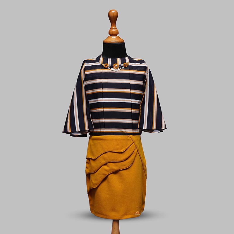 Solid Mustard Lining Girls Midi Variant Front View