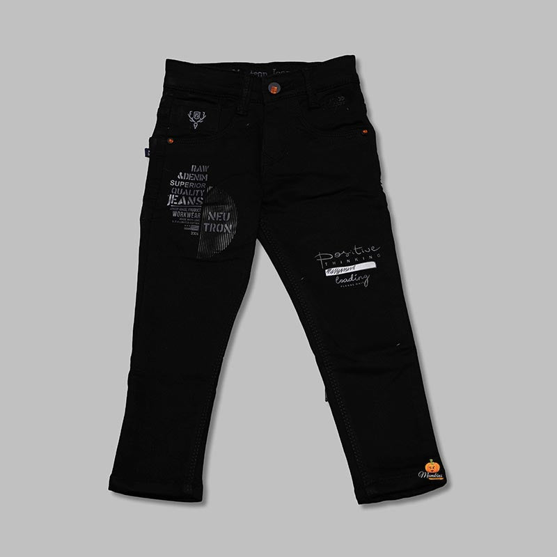 Black Fix Waist Jeans for Boys Front 