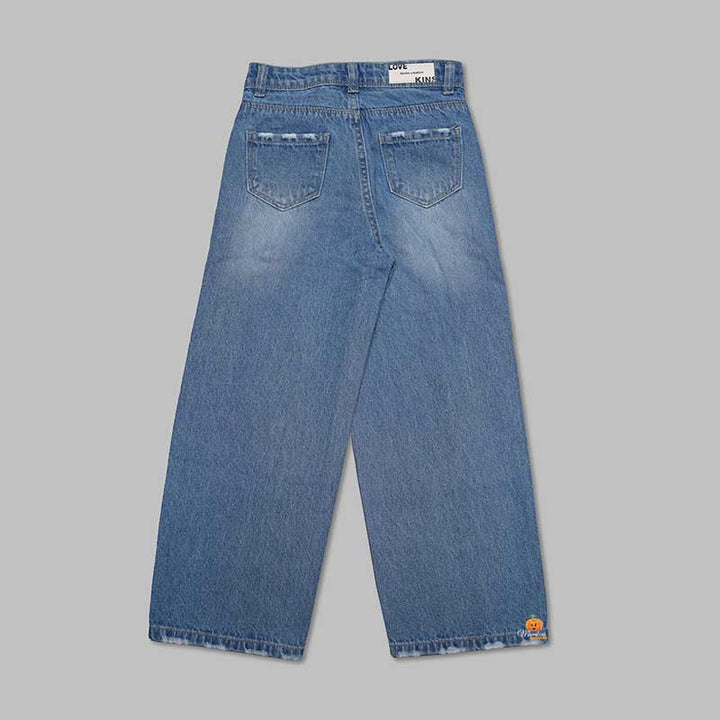 Blue Denim Jeans for Girls Back View