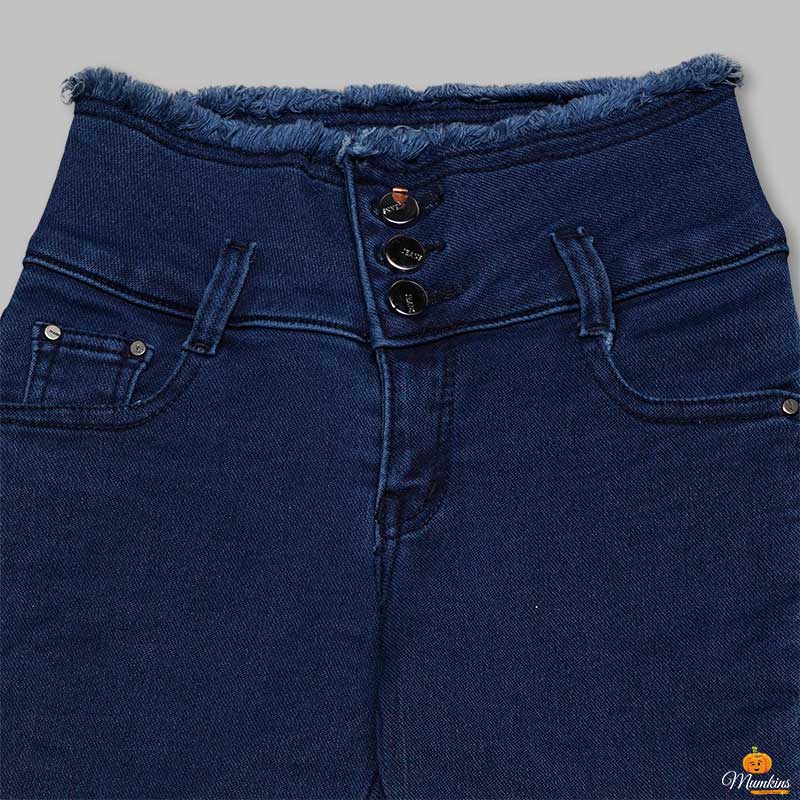 High-waist Navy Blue Jeans for Girls