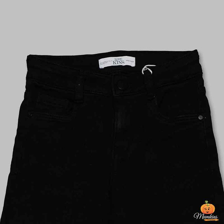 Black & Blue Jeans for Kids Close Up View