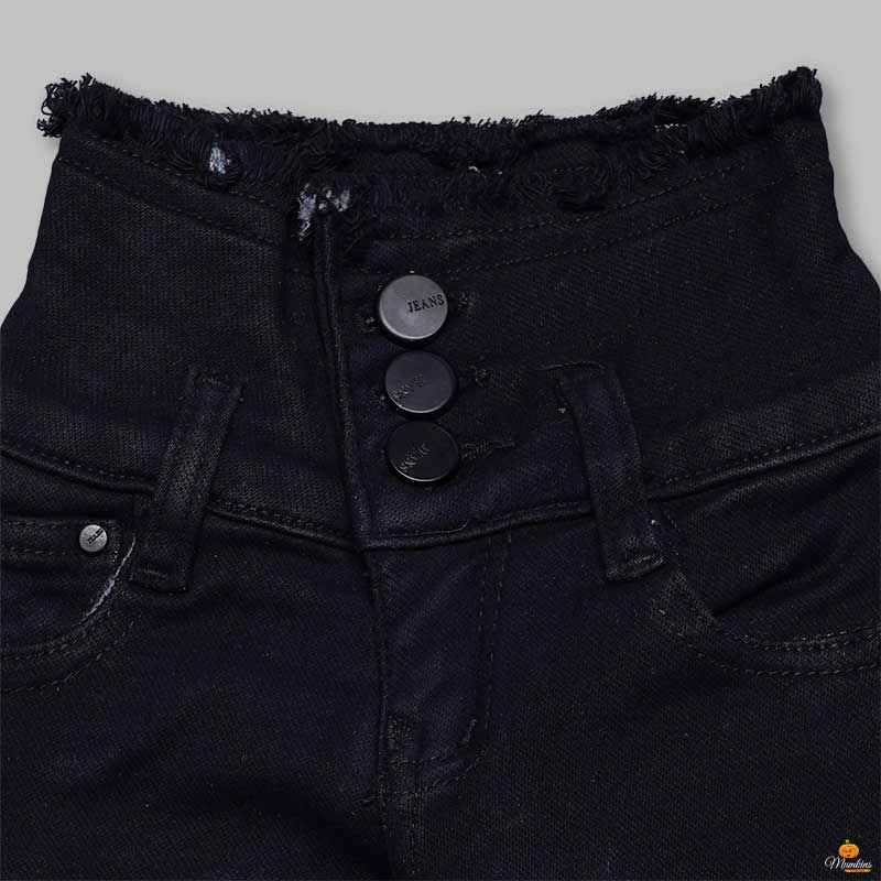 High-waist Navy Blue Jeans for Girls Close Up View