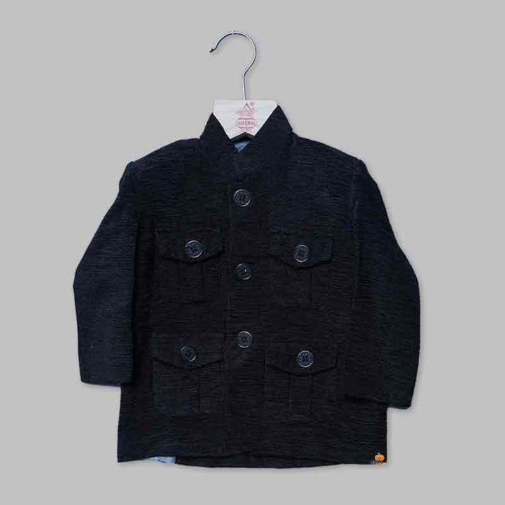 Black Jodhpuri Suit For Boys Top View