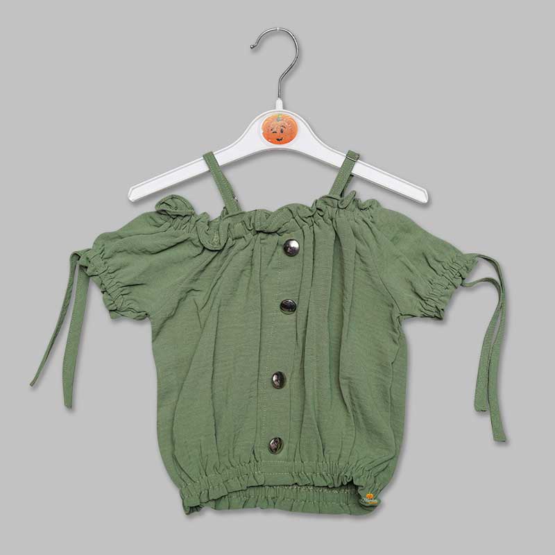 Half Sleeves Green-Onion Plazo Suit For Girls