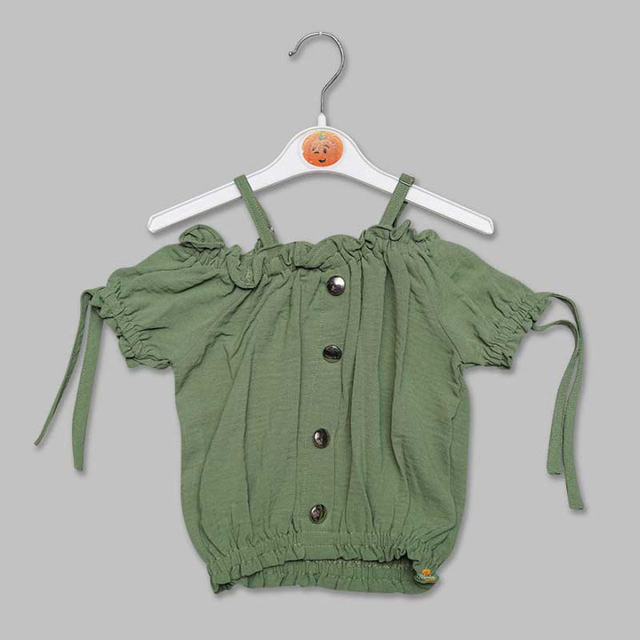 Half Sleeves Green-Onion Plazo Suit For Girls