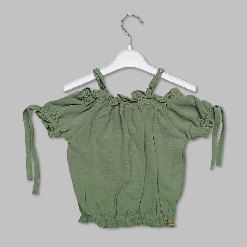 Half Sleeves Green-Onion Plazo Suit For Girls