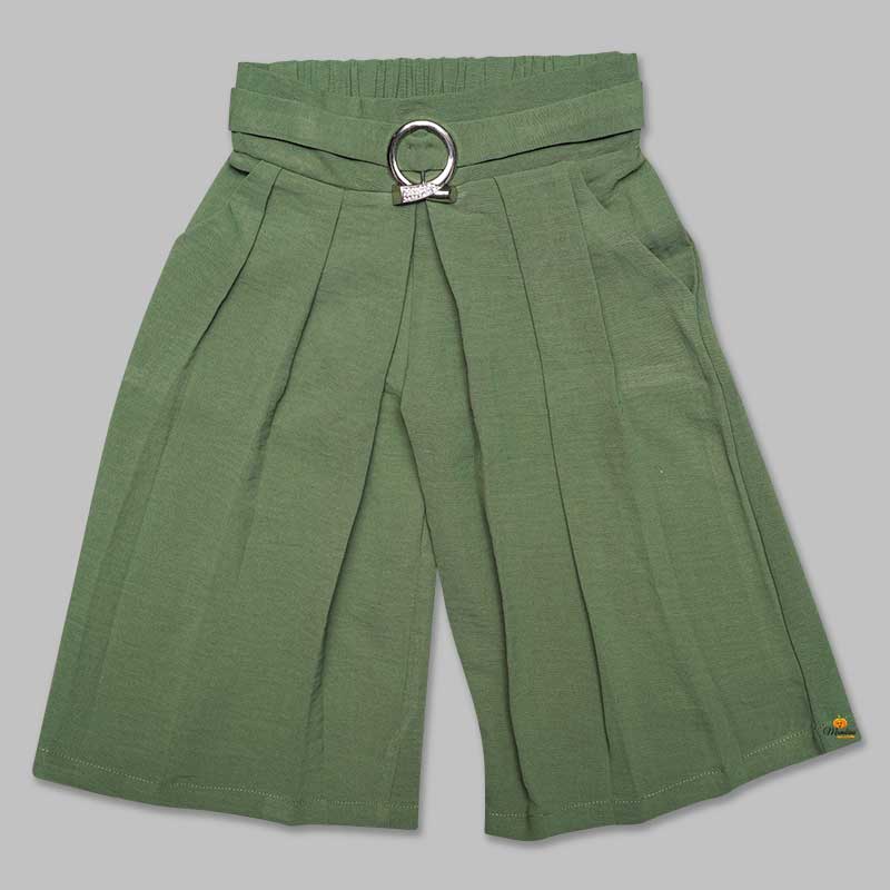 Half Sleeves Green-Onion Plazo Suit For Girls