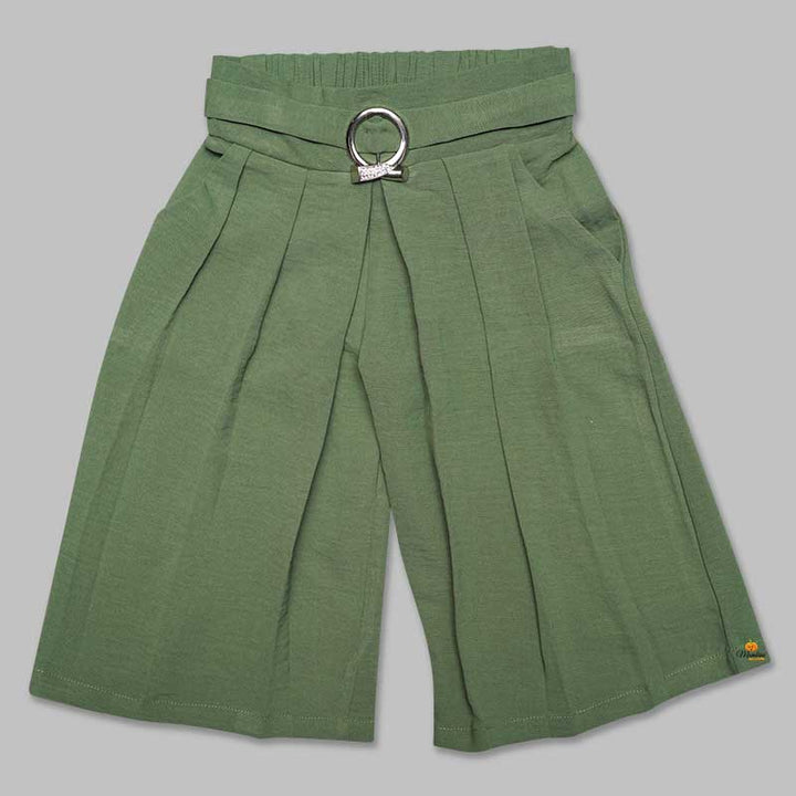Half Sleeves Green-Onion Plazo Suit For Girls