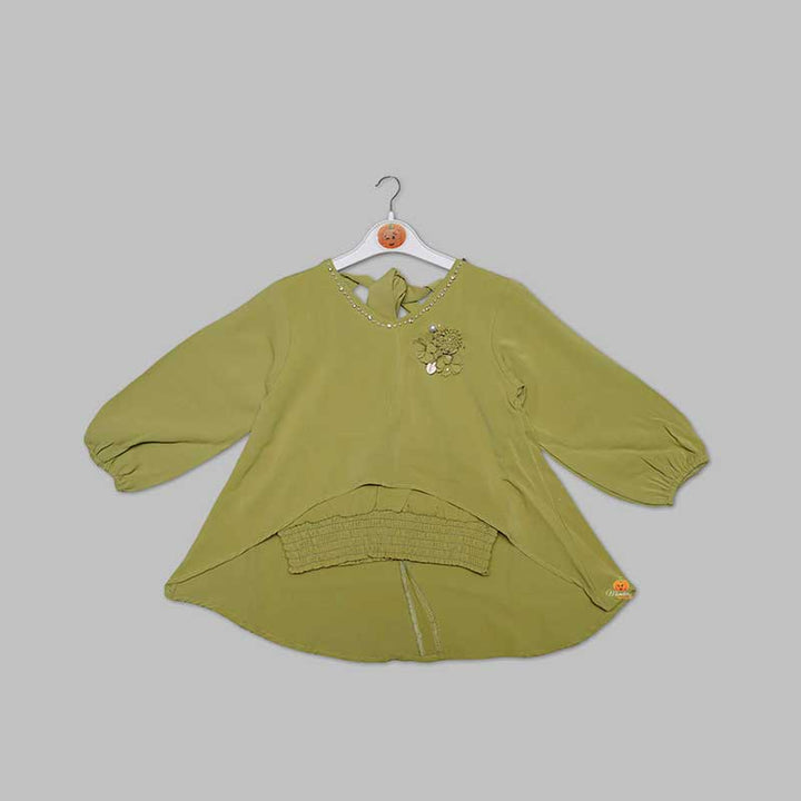 Green-Mustard Plazo Suit For Girls