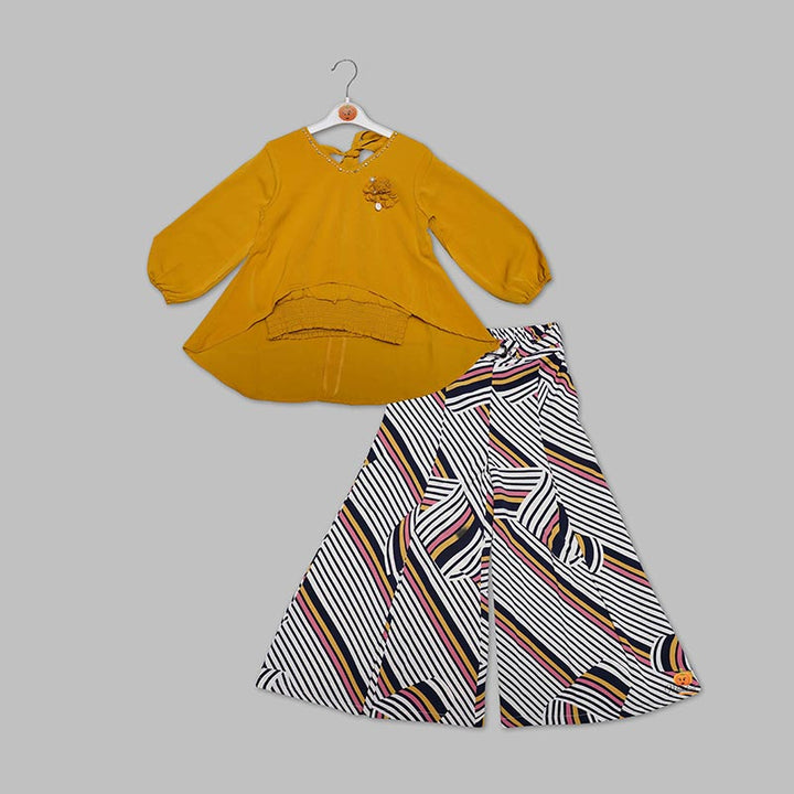 Green-Mustard Plazo Suit For Girls