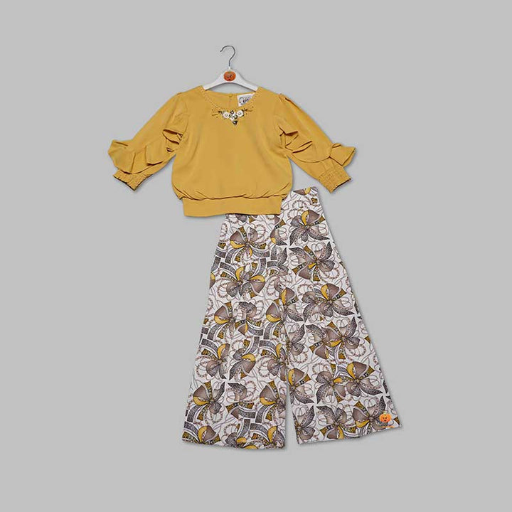  Full Sleeves Yellow Plazo Suit For Girls