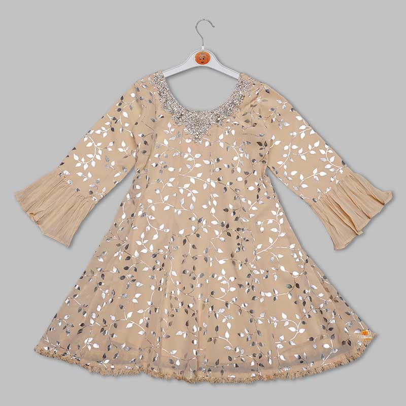Fawn Salwar Suit For Girls With Pattern