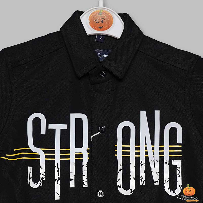 Typography Printed Full Sleeves Shirt for Boys Close Up 
