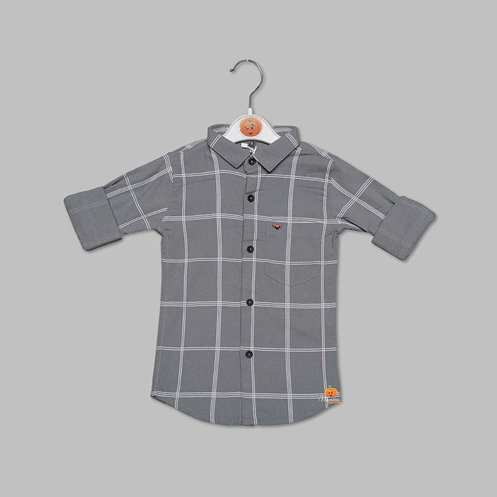 Checks pattern boys shirt grey
