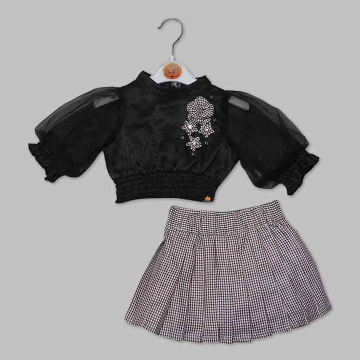 Black-Maroon Skirt & Top for Kids