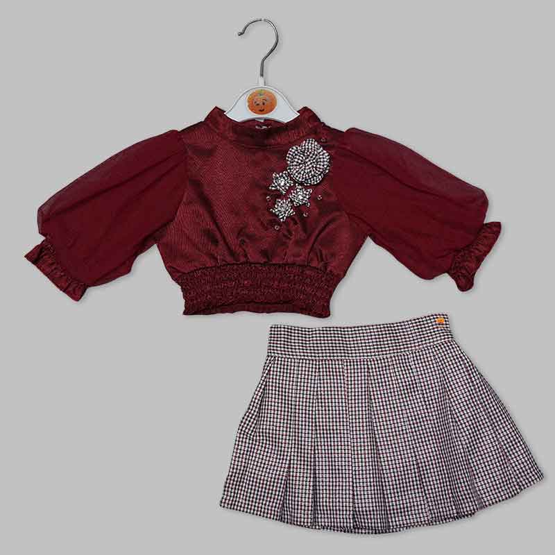 Black-Maroon Skirt & Top for Kids