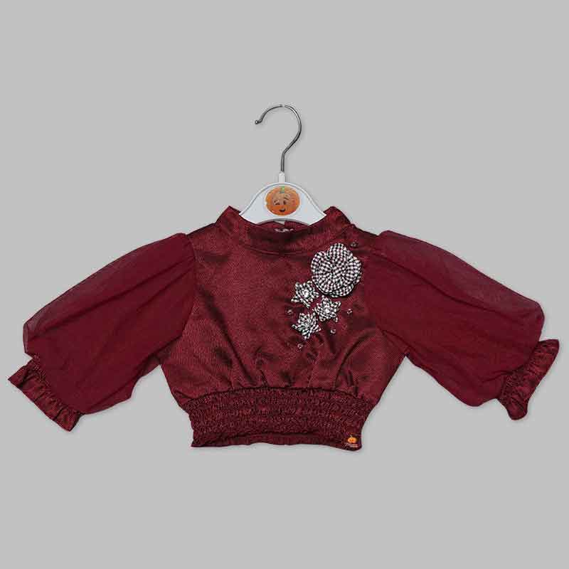 Black-Maroon Skirt & Top for Kids