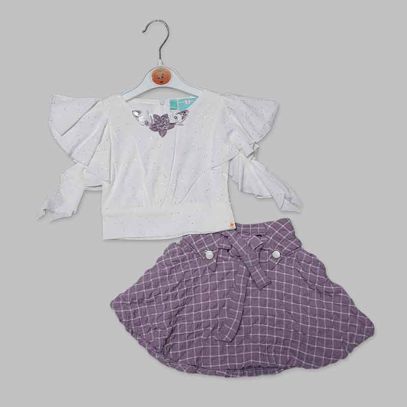 Pink-Purple Skit & Top for Kid Girls