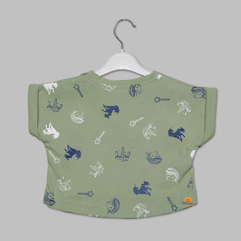 Green-Navy Blue Skirt And Top For Girls