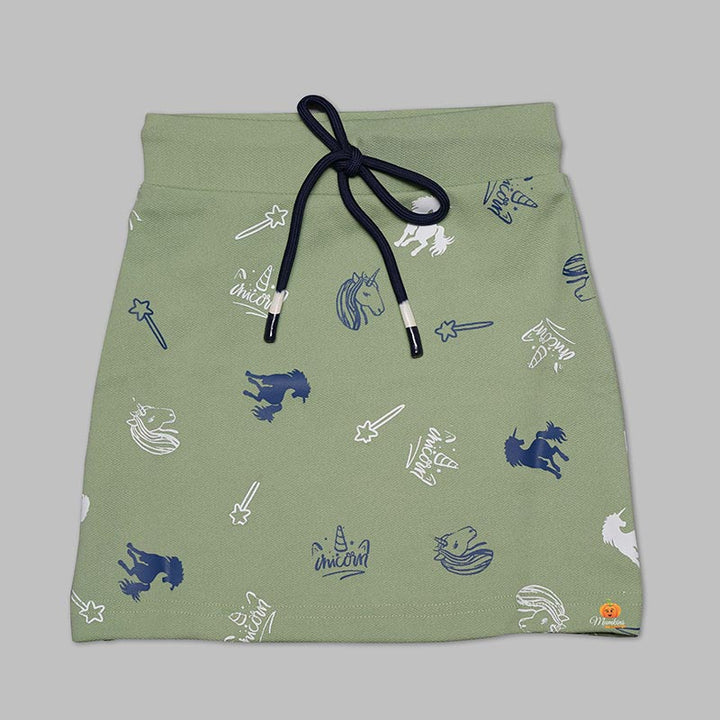 Green-Navy Blue Skirt And Top For Girls