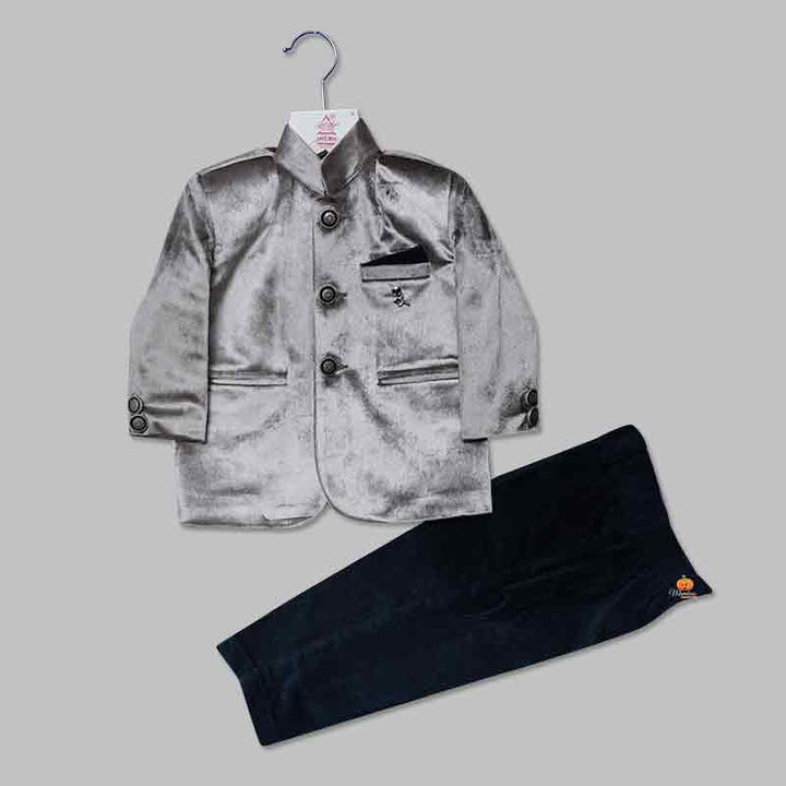 Grey Party Wear Jodhpuri Suit for Boys Front View