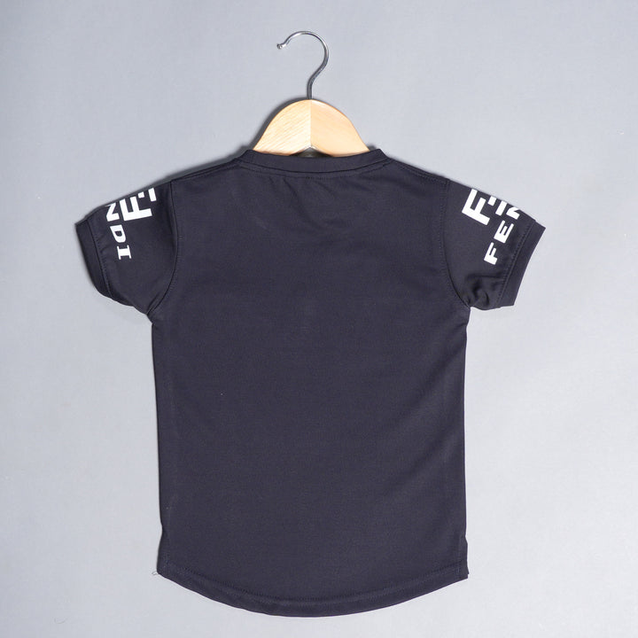 Solid Calligraphic Print T-Shirts for Boys Back View