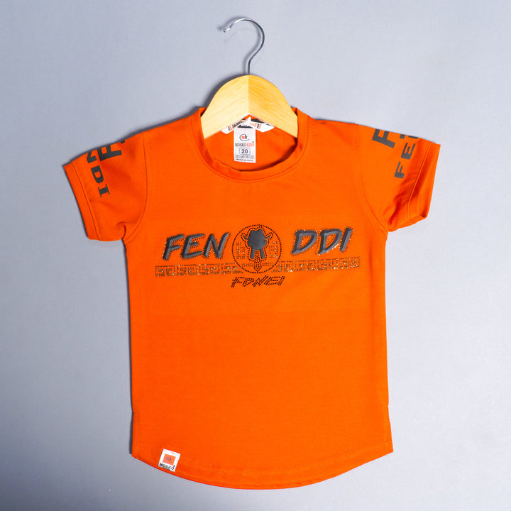 Solid Calligraphic Print T-Shirts for Boys Variant Front View