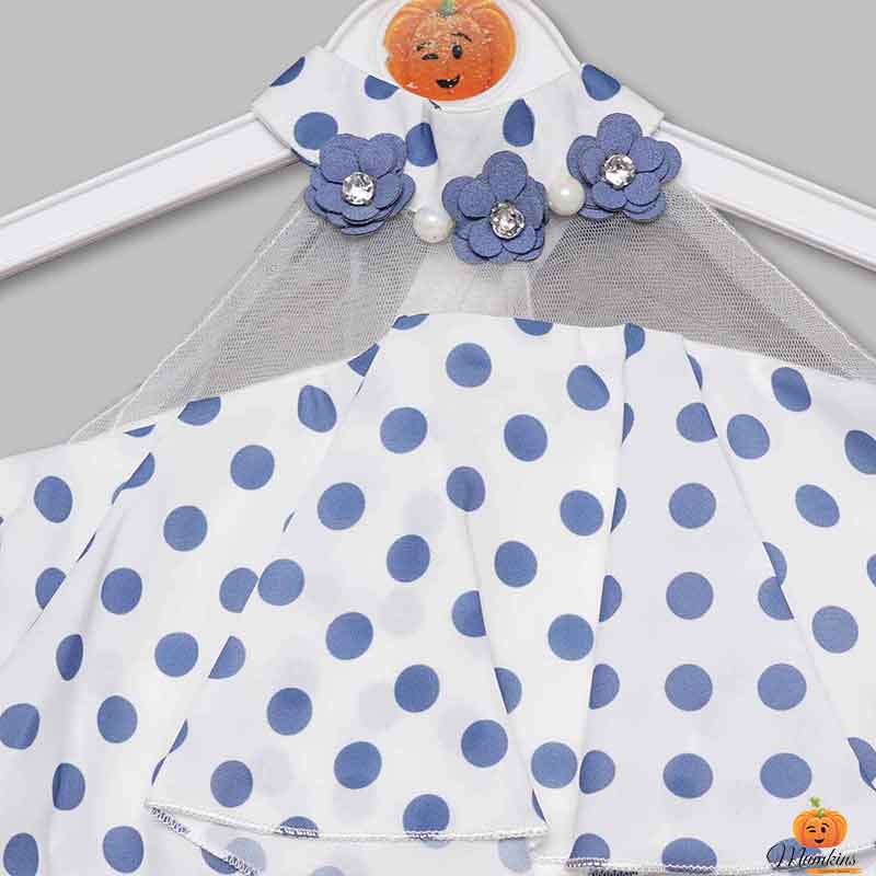 Blue Top for Girls with Pattern Close Up View