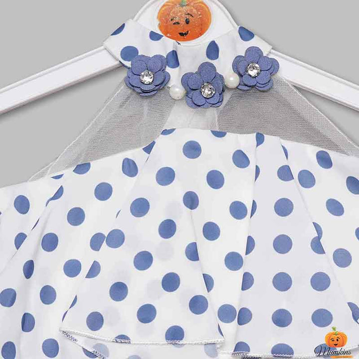 Blue Top for Girls with Pattern Close Up View