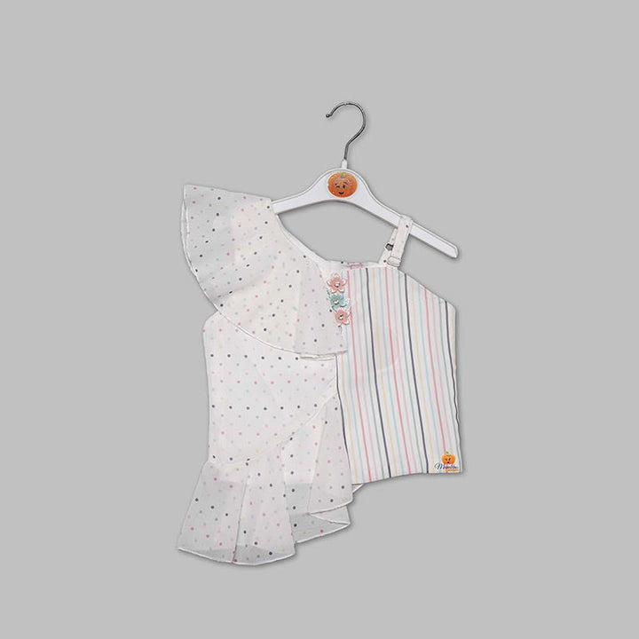 White Top for Girls with Pattern Front View