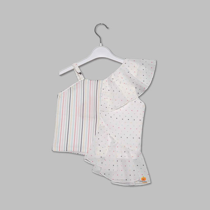 White Top for Girls with Pattern Back View