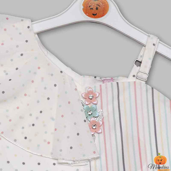 White Top for Girls with Pattern Close Up View