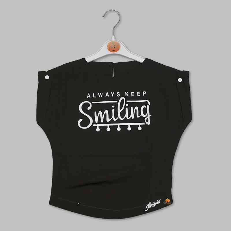 Black-Navy Blue Top for Kid Girls Front View