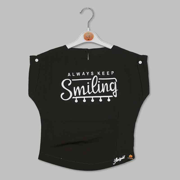 Black-Navy Blue Top for Kid Girls Front View