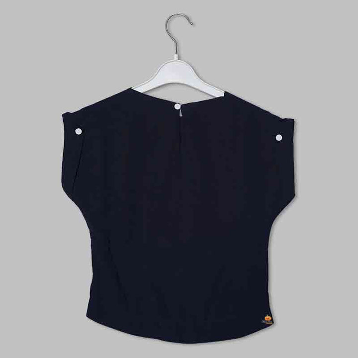 Black-Navy Blue Top for Kid Girls Back View