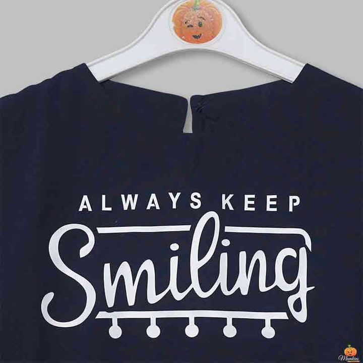 Black-Navy Blue Top for Kid Girls Close Up View