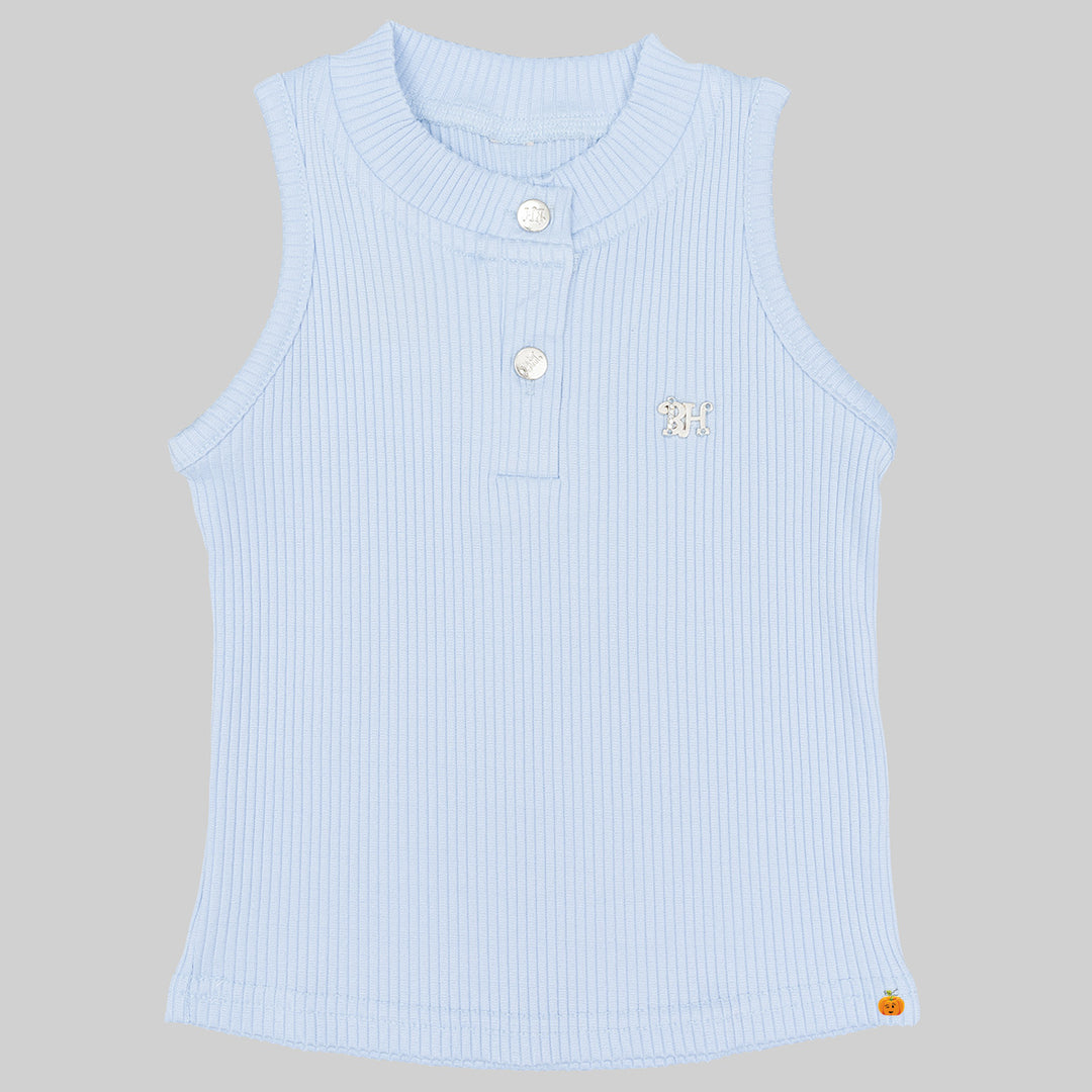 Blue & Grey Striped Pattern Kids Top