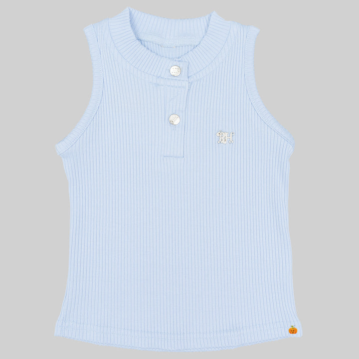 Blue & Grey Striped Pattern Kids Top