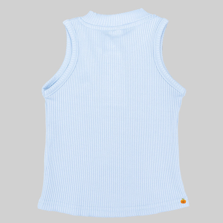 Blue & Grey Striped Pattern Kids Top Back View