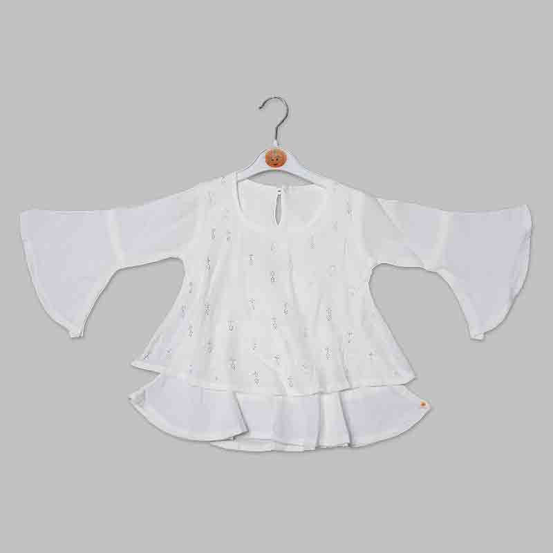 White-Peach Top for Kid Girls