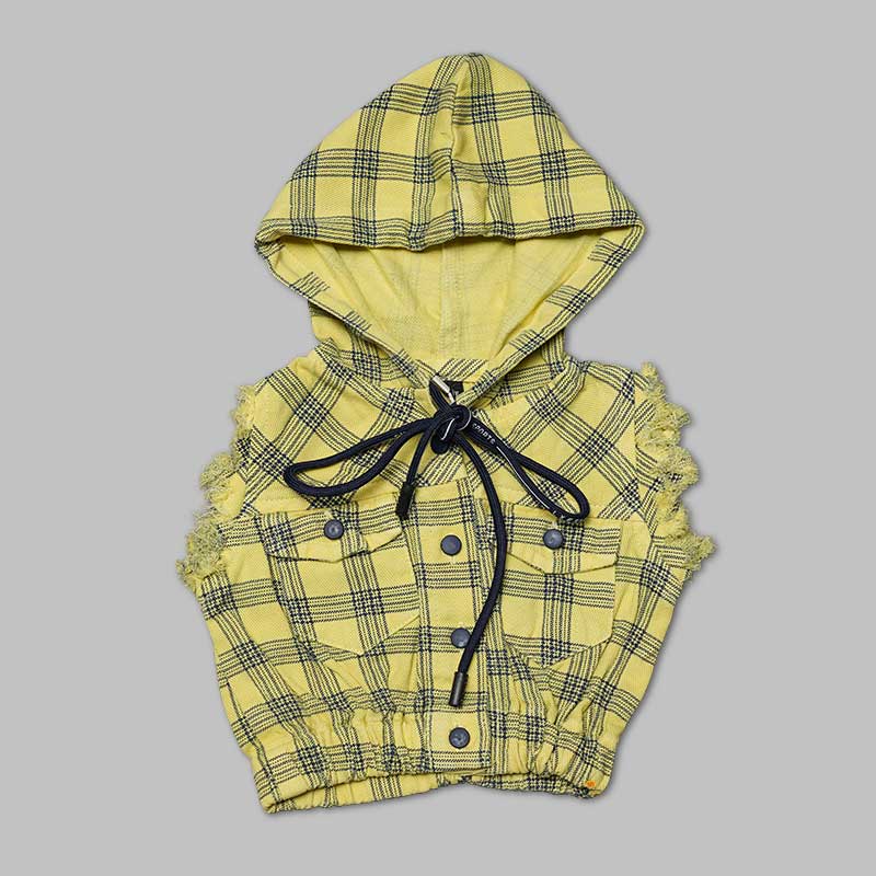 Top for Kid Girls with Sleeveless Hoodie Pattern