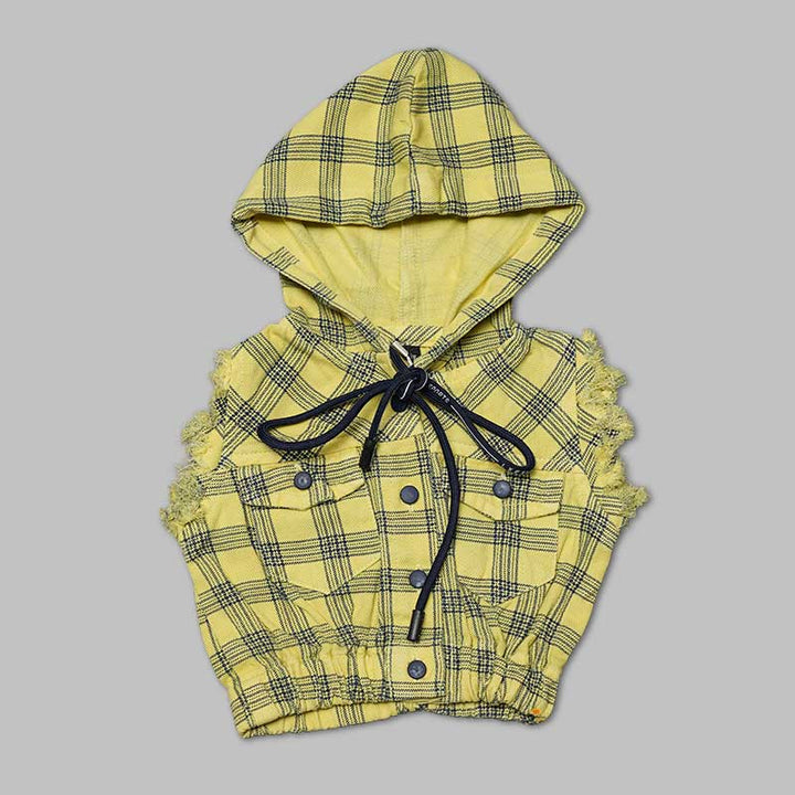 Top for Kid Girls with Sleeveless Hoodie Pattern