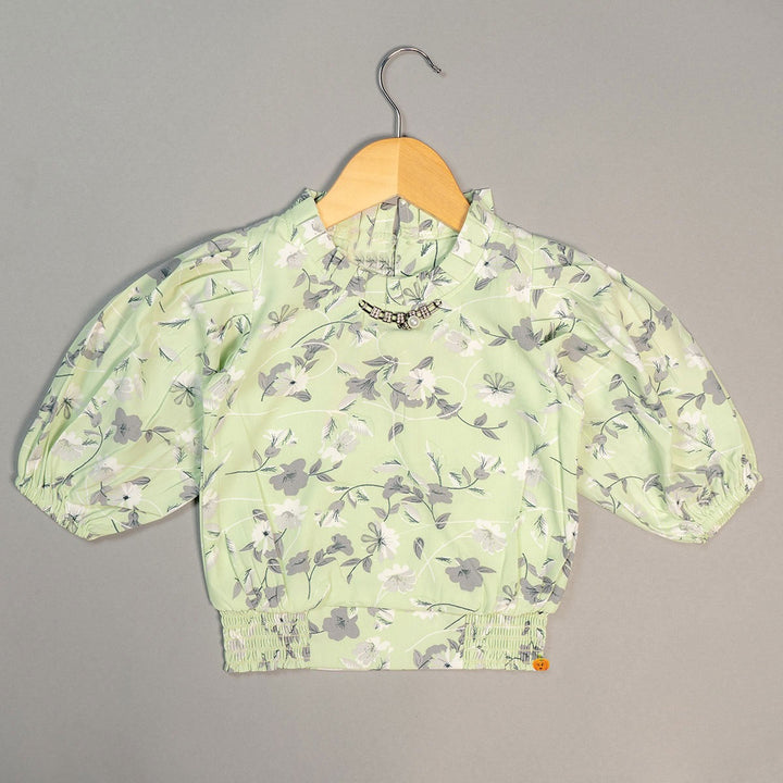 Kids Top with Floral Designs Front View